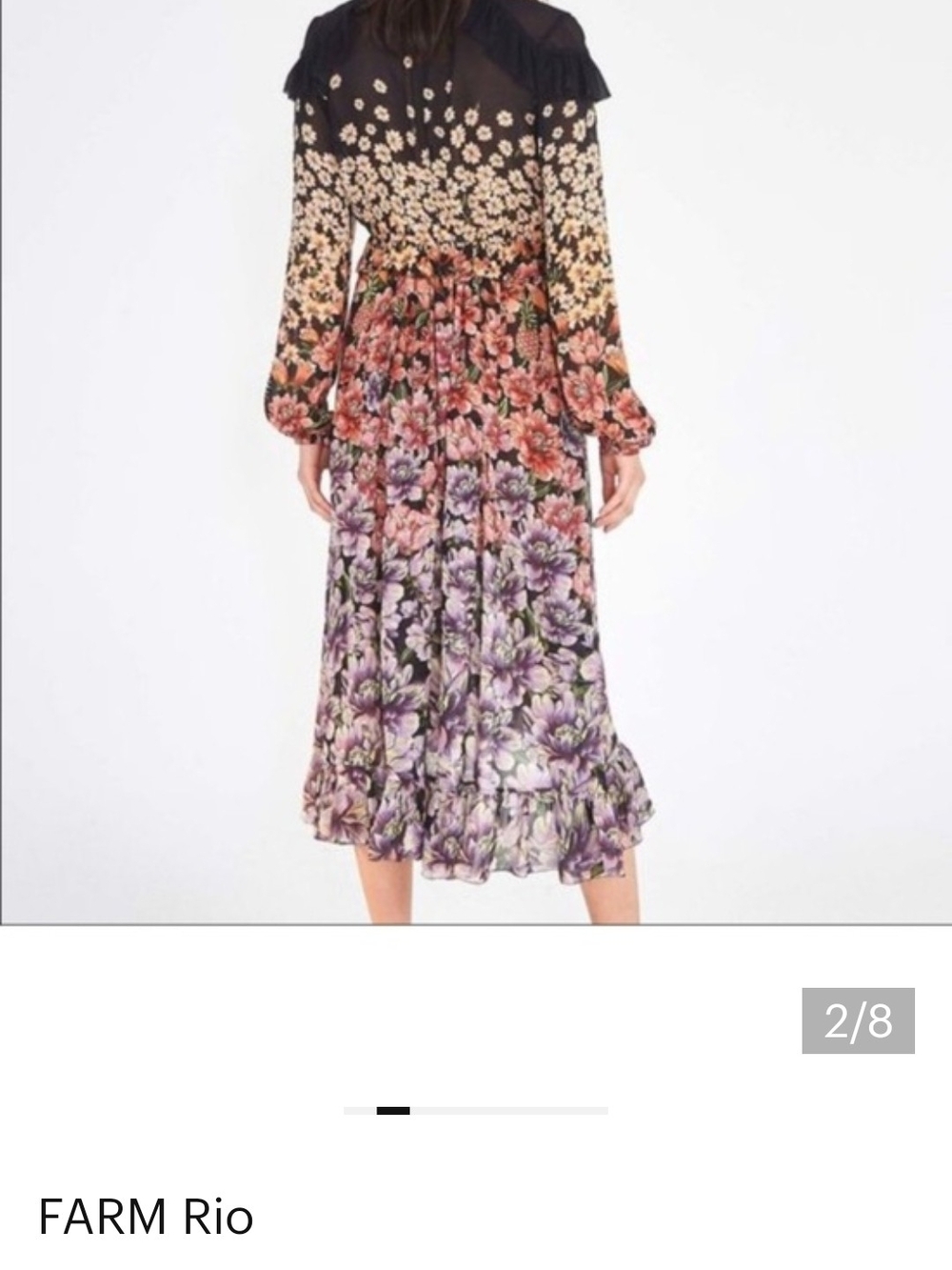 FARM Rio Floral Gradient Midi Dress in Black & Multicolor